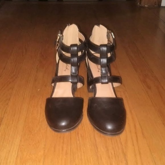 Qupid black caged block heels sz 8 - Picture 4 of 7